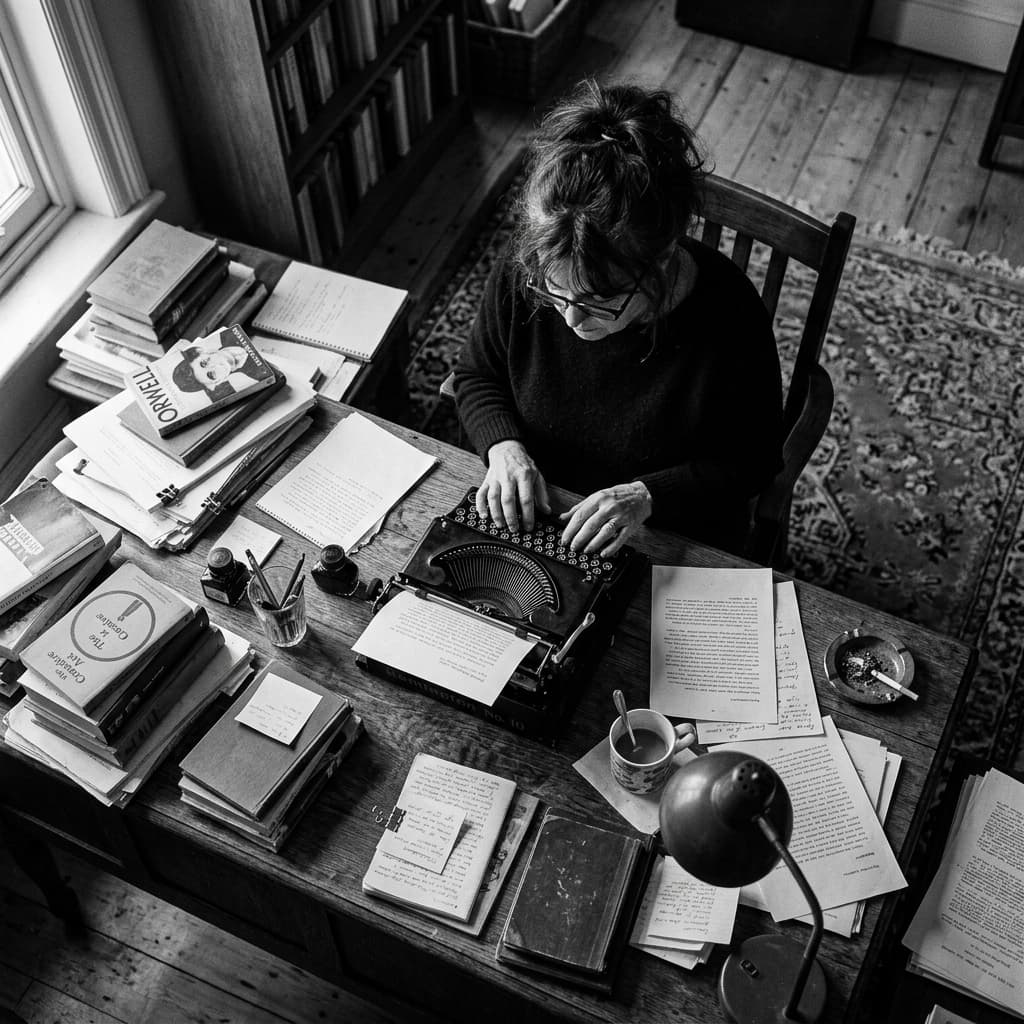 Writer at desk